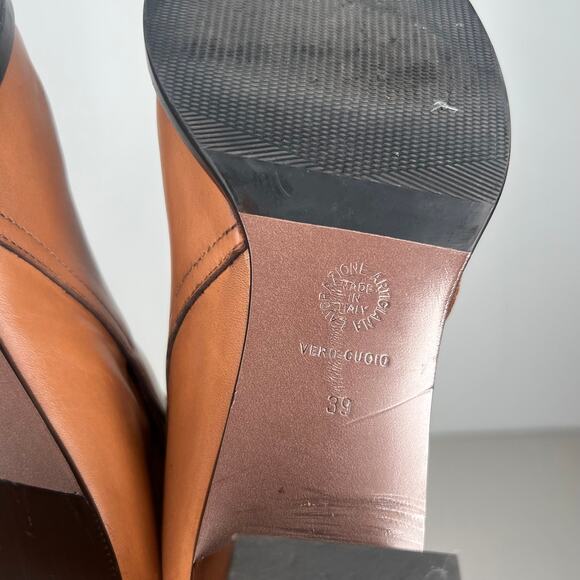 Ann Mashburn Camel Brown Leather Ankle Booties Size 39 - Picture 6 of 11